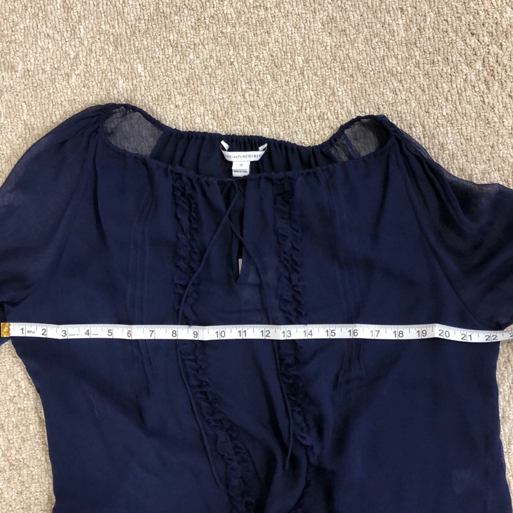 Diane Von Furstenberg navy sexy sheer silk blouse - Picture 8 of 9